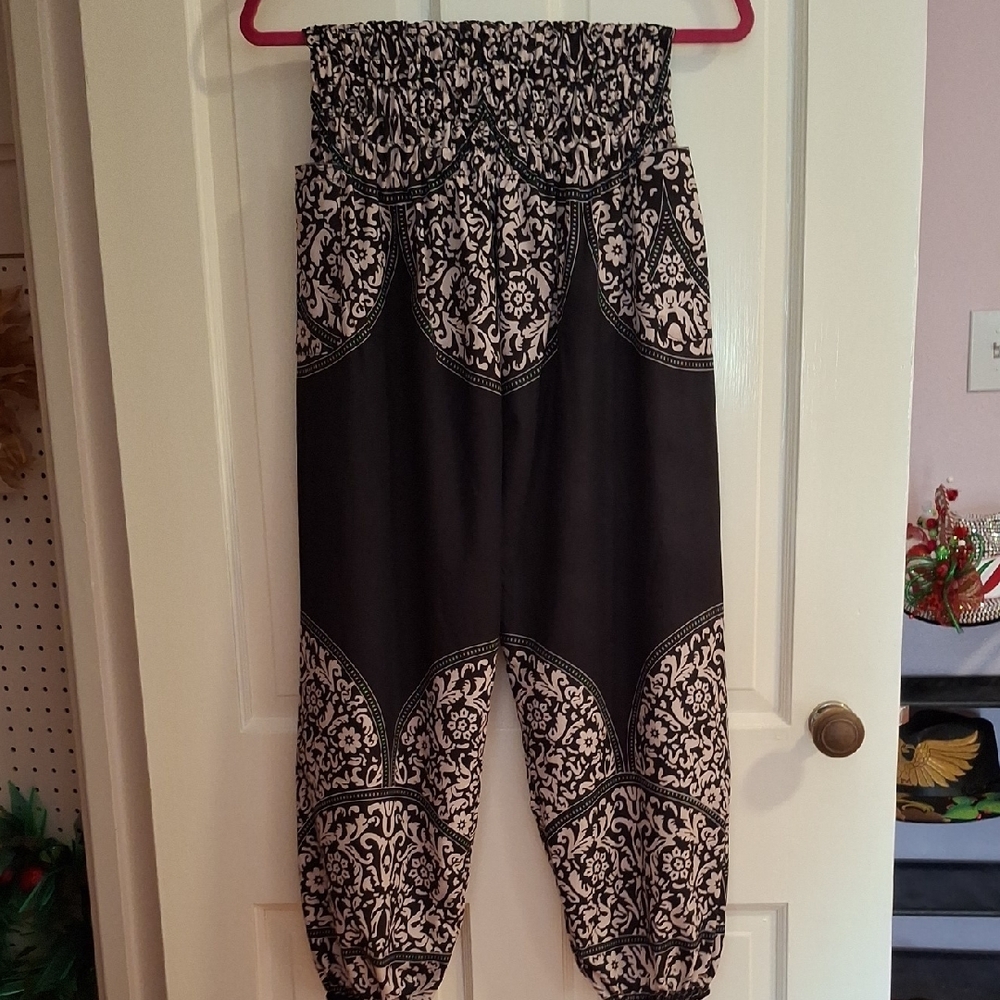 Silk Harem Elegant Black and White Women's Pants